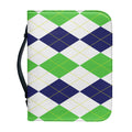 Green White And Navy Argyle Print Leather Bible Cover