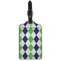 Green White And Navy Argyle Print Luggage Tag
