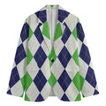 Green White And Navy Argyle Print Men's Blazer