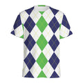 Green White And Navy Argyle Print Men's Athletic T-Shirt