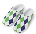 Green White And Navy Argyle Print Mesh Casual Shoes