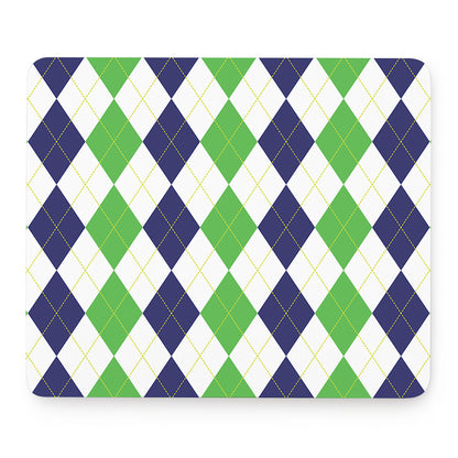 Green White And Navy Argyle Print Mouse Pad
