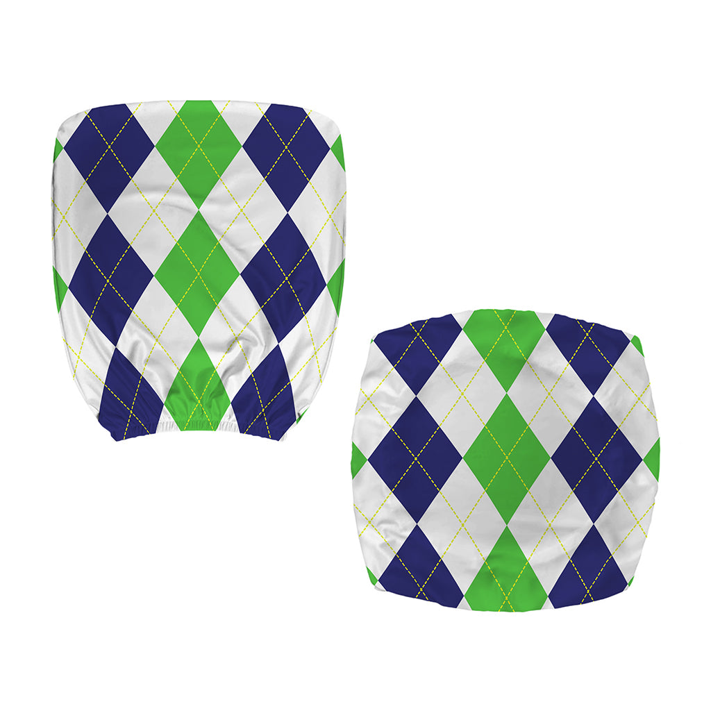 Green White And Navy Argyle Print Office Chair Cover