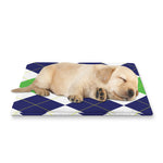 Green White And Navy Argyle Print Pet Cooling Mat Cover
