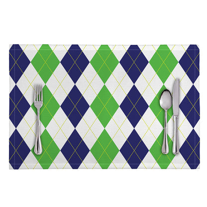Green White And Navy Argyle Print Placemat