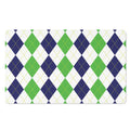 Green White And Navy Argyle Print Polyester Doormat