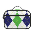 Green White And Navy Argyle Print Portable Lunch Bag