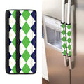 Green White And Navy Argyle Print Refrigerator Handle Covers