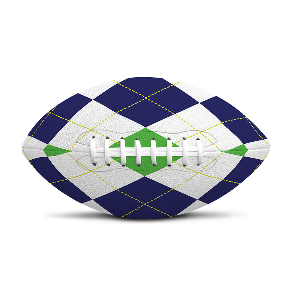 Green White And Navy Argyle Print Rugby Ball