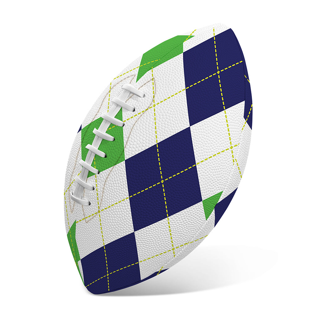 Green White And Navy Argyle Print Rugby Ball