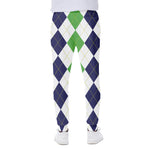 Green White And Navy Argyle Print Scuba Joggers