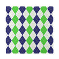 Green White And Navy Argyle Print Silk Bandana