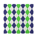 Green White And Navy Argyle Print Silk Bandana