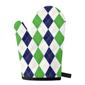 Green White And Navy Argyle Print Single Oven Mitt