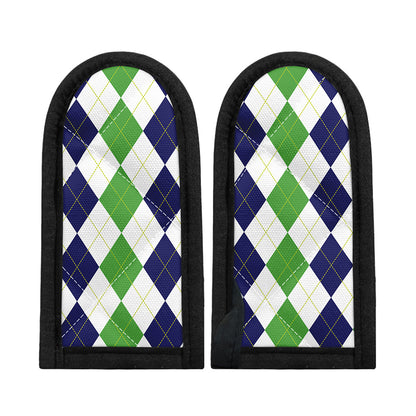 Green White And Navy Argyle Print Skillet Handle Cover