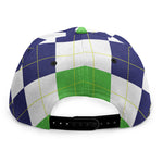 Green White And Navy Argyle Print Snapback Cap