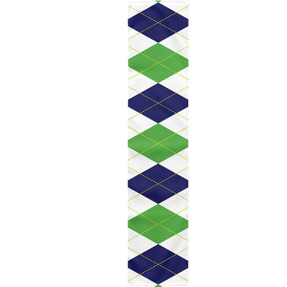 Green White And Navy Argyle Print Table Runner