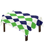 Green White And Navy Argyle Print Tablecloth