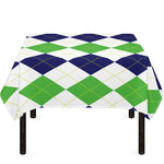 Green White And Navy Argyle Print Tablecloth
