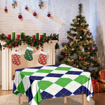Green White And Navy Argyle Print Tablecloth