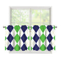 Green White And Navy Argyle Print Tier Curtains