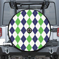 Green White And Navy Argyle Print Tire Cover With Camera Hole