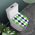 Green White And Navy Argyle Print Toilet Lid Cover