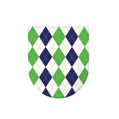 Green White And Navy Argyle Print Toilet Lid Cover