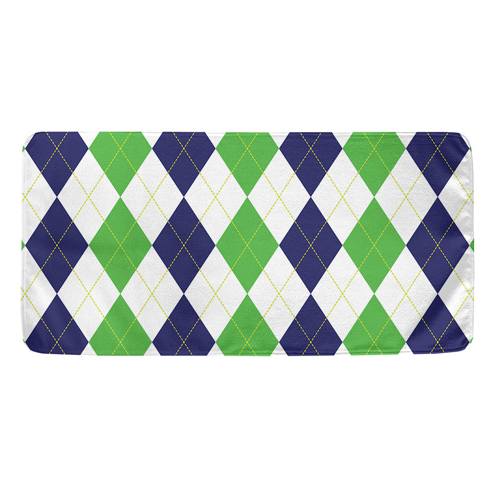 Green White And Navy Argyle Print Towel