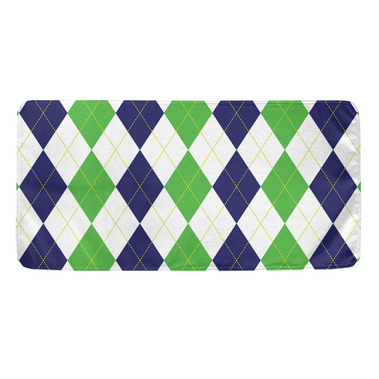 Green White And Navy Argyle Print Towel