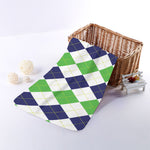 Green White And Navy Argyle Print Towel