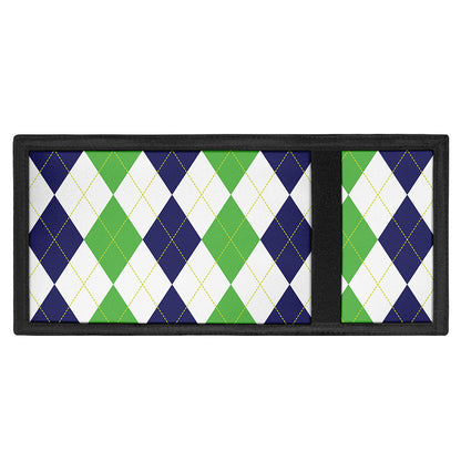 Green White And Navy Argyle Print Trifold Wallet