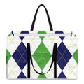 Green White And Navy Argyle Print Utility Tote Bag