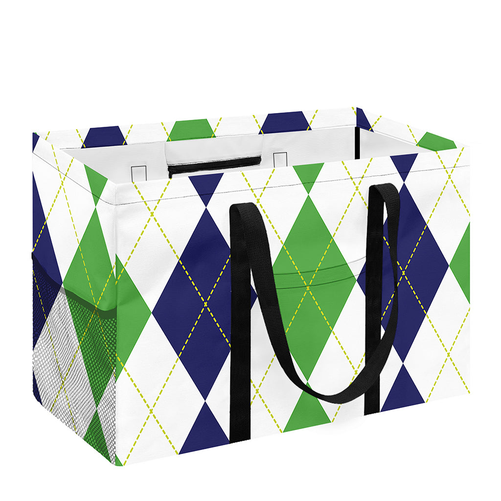 Green White And Navy Argyle Print Utility Tote Bag