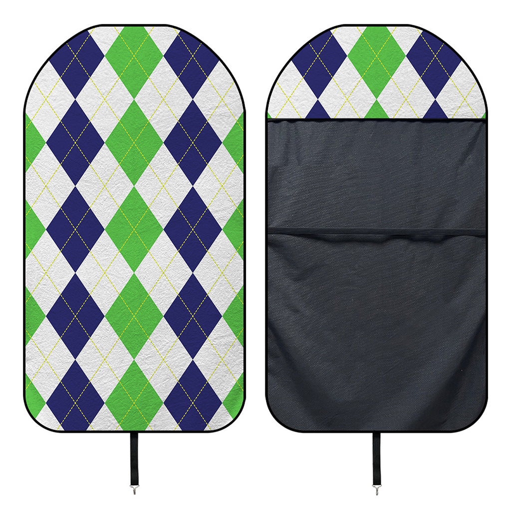 Green White And Navy Argyle Print Waterproof Car Seat Cover