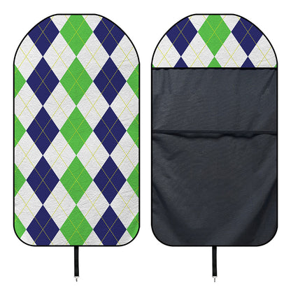 Green White And Navy Argyle Print Waterproof Car Seat Cover