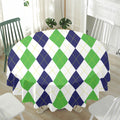 Green White And Navy Argyle Print Waterproof Round Tablecloth