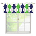 Green White And Navy Argyle Print Window Valance