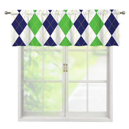 Green White And Navy Argyle Print Window Valance