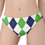 Green White And Navy Argyle Print Women's Panties