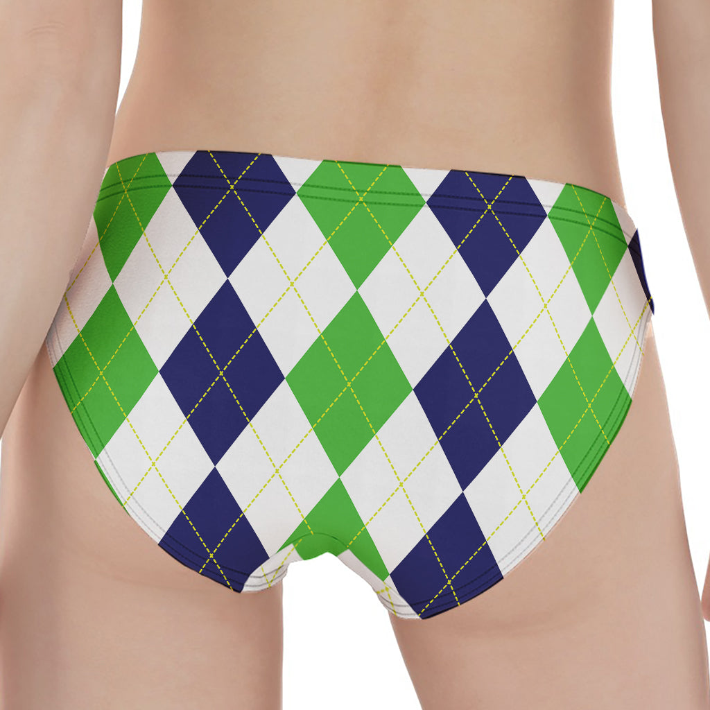 Green White And Navy Argyle Print Women's Panties