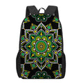 Green White Dot Mandala Print 17 Inch Backpack