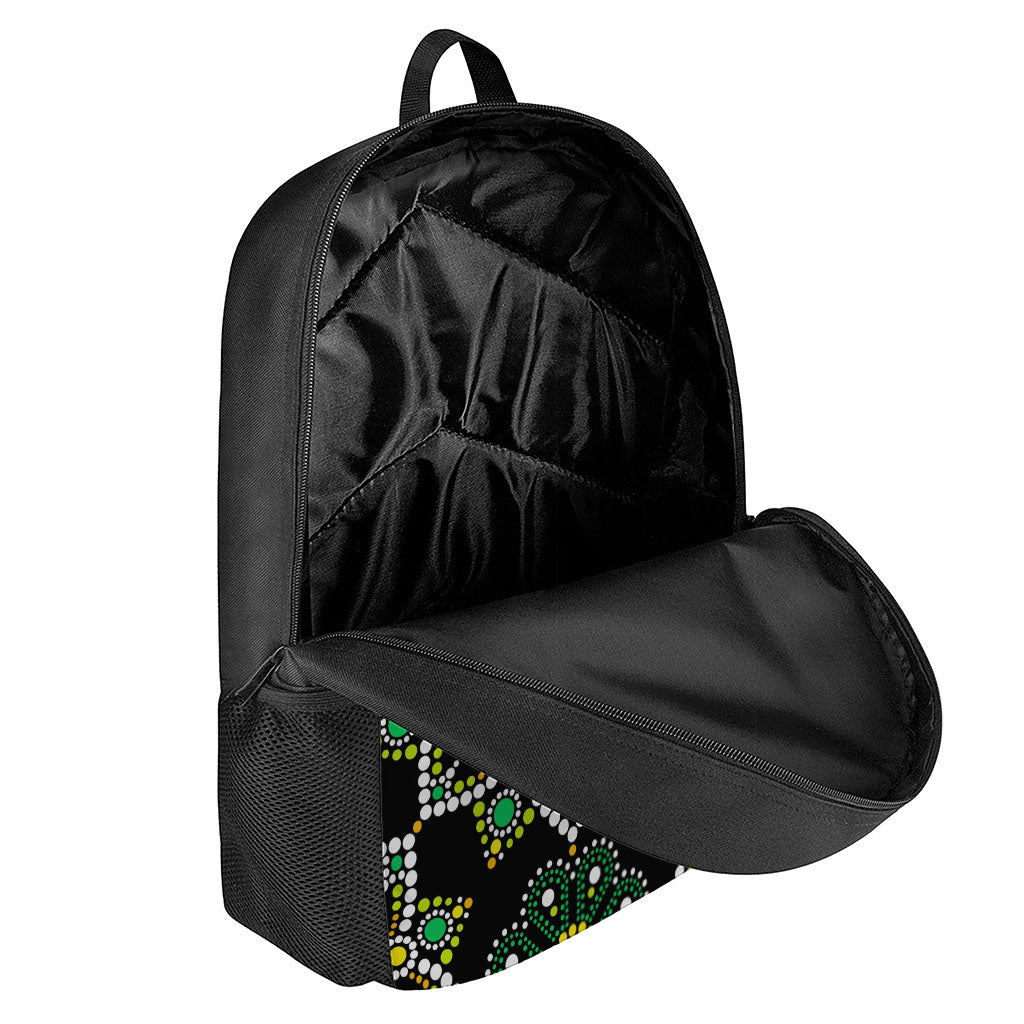 Green White Dot Mandala Print 17 Inch Backpack