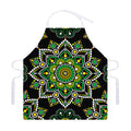 Green White Dot Mandala Print Adjustable Apron