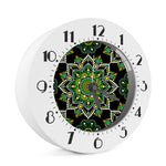 Green White Dot Mandala Print Alarm Clock