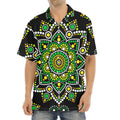Green White Dot Mandala Print Aloha Shirt