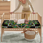 Green White Dot Mandala Print Baby Crib Sheet