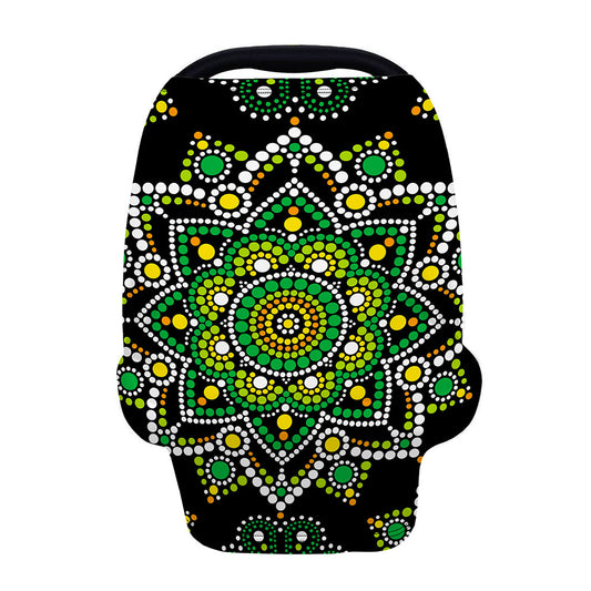 Green White Dot Mandala Print Baby Seat Cover