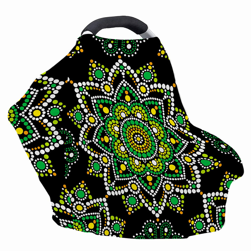 Green White Dot Mandala Print Baby Seat Cover
