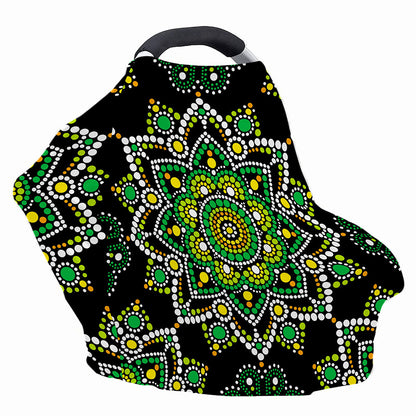 Green White Dot Mandala Print Baby Seat Cover